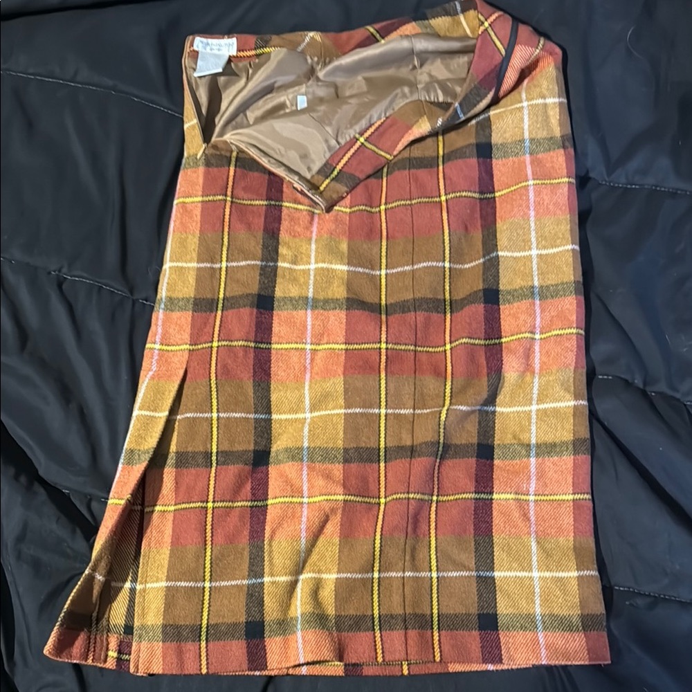 Plaid Women's Skirt in Brown and Yellow